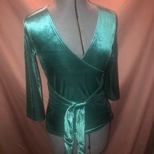 NWT Express ribbed velour wrap blouse
